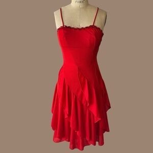 Vintage 80s Red Sequin Ruffle Dress